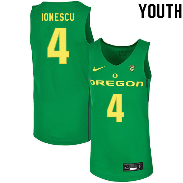 Youth #4 Eddy Ionescu Oregon Ducks College Basketball Jerseys Sale-Green - Click Image to Close